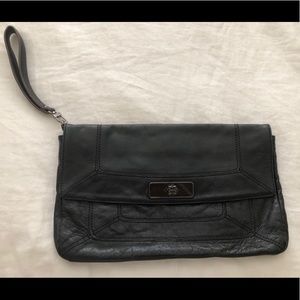 BCBG maxazria black leather clutch